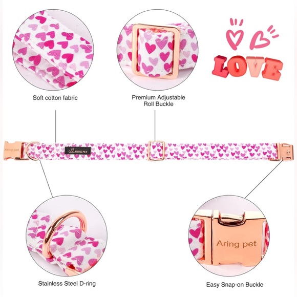 XL NWT ARING PET Valentine's Day Dog Collar, Adorable Bowtie Dog Collars - Picture 2 of 9